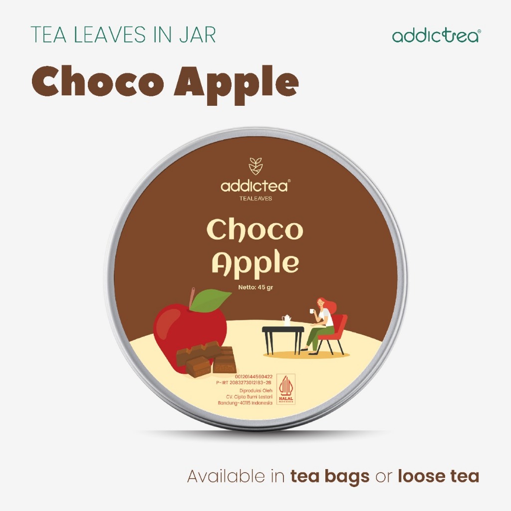 

Addictea Special Tealeaves | Artisan tea Choco Apple Tea Bland | Kemasan Tea bag & Loose tea
