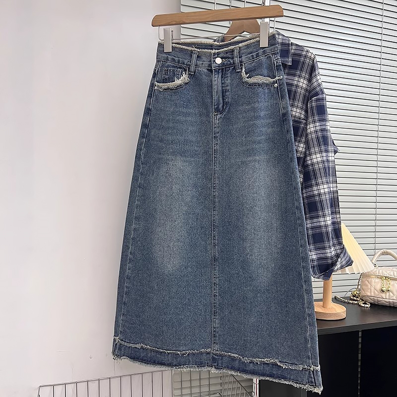 KeyGirl rok jeans a line premium highwaist midi skirt korean style rok span panjang denim