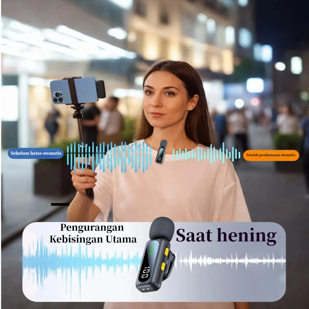 RB Wireless Microphone Clip On Mic Portable Microphone Mikrofon Lavalier HP Untuk Live Streaming