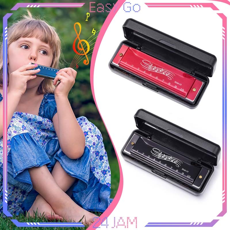 Harmonika Chromatic Logam Alat Musik Harmonika 10 Hole Chromatic Harmonica Dengan Kotak