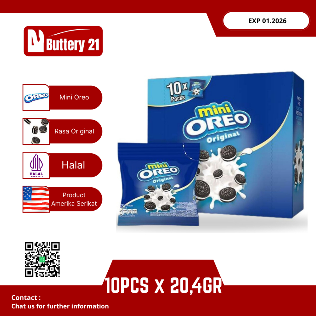 

OREO MINI ORIGINAL 1 BOX (10 PACK)/OREO MINI 10 PACK X 20,4 GR/1 BOX ISI 10 PACK