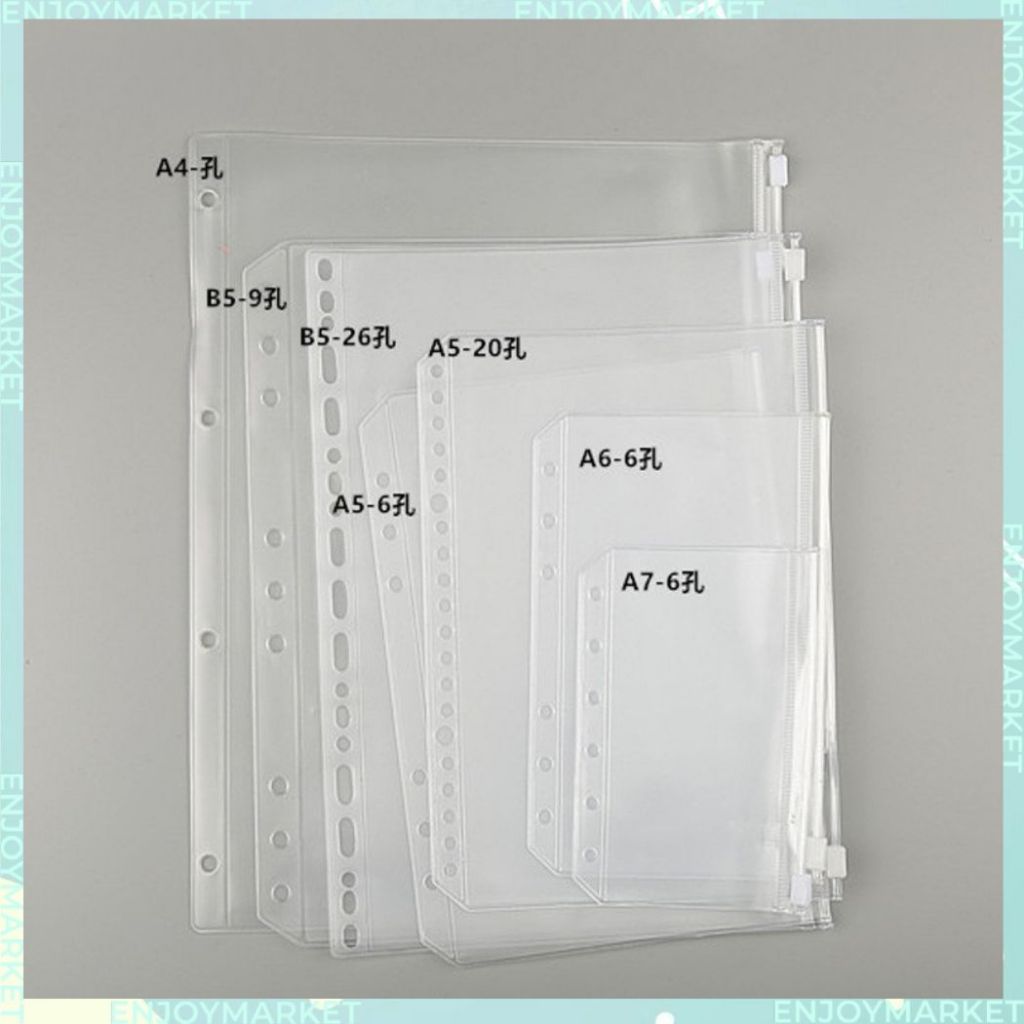 

Ziplock Binder Pocket Transparant Sleeve Zipper Binder A5 A6 A7 B5 A4 ziplock 6 Lubang Ziplock 20 Lubang