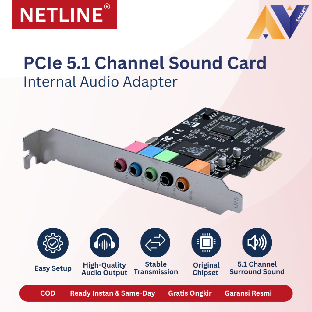 Netline PCIe 5.1 Surround Sound Card PCI Express Expansion Card