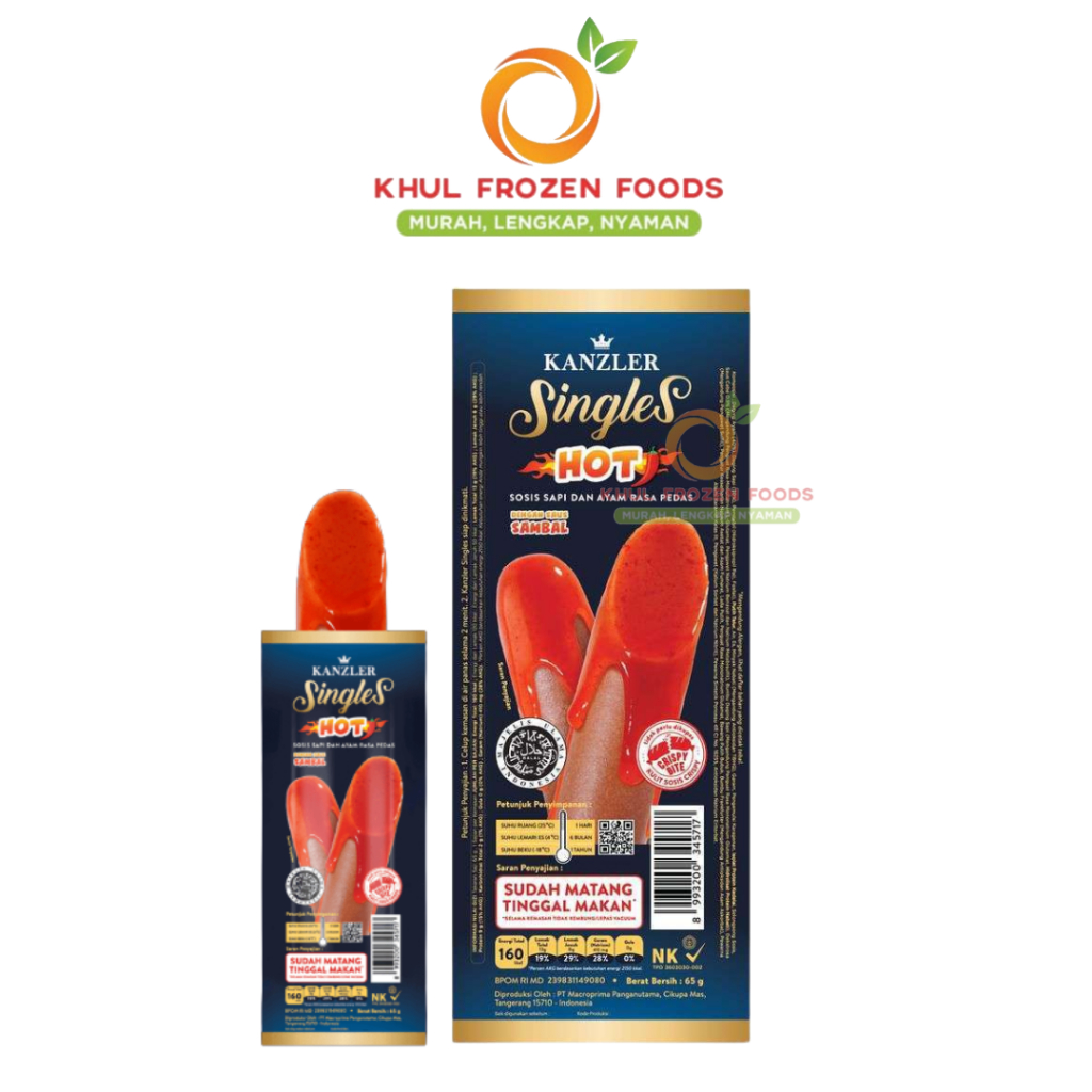 

Kanzler sosis Beef Singles Hot 65Gr / KANZLER / Sosis saus pedas / Sosis instan / Ready to eat / Siap makan