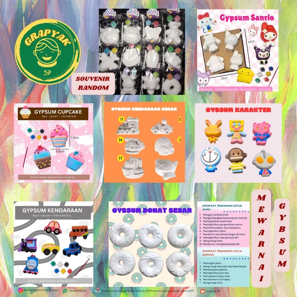 

paket patung sedang,kuas,cup pewarna
