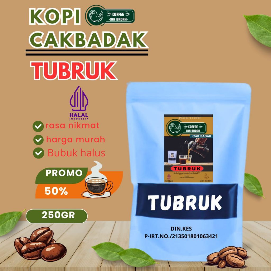

Kopi bubuk TUBRUK Isi 250 Gr rasa nikmat, kopi bubuk hitam