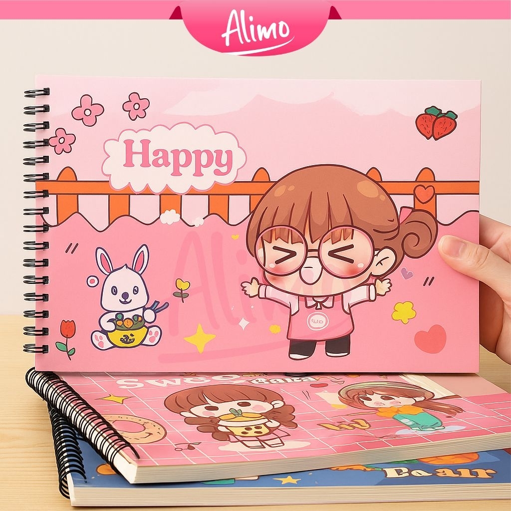 

[READY] Alimo Buku Gambar Anak Sketchbook A4 Drawing Book Lucu Jilid Spiral Kertas Tebal 30 Lembar