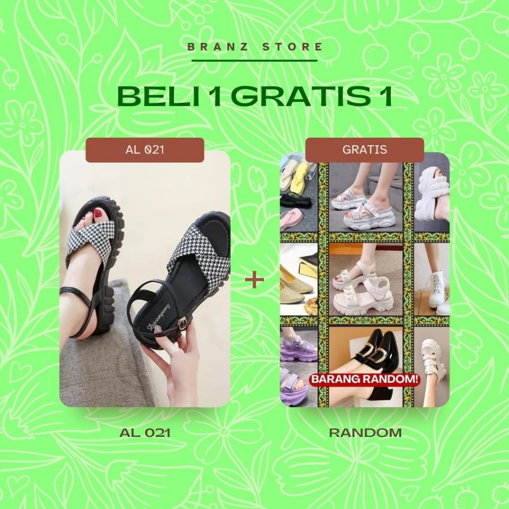 [BELI 1 GRATIS 1] - SANDAL WEDGES WANITA MODEL KOREAN STYLE TALI LILIT GRATIS RANDOM TAS - AL 021 RA
