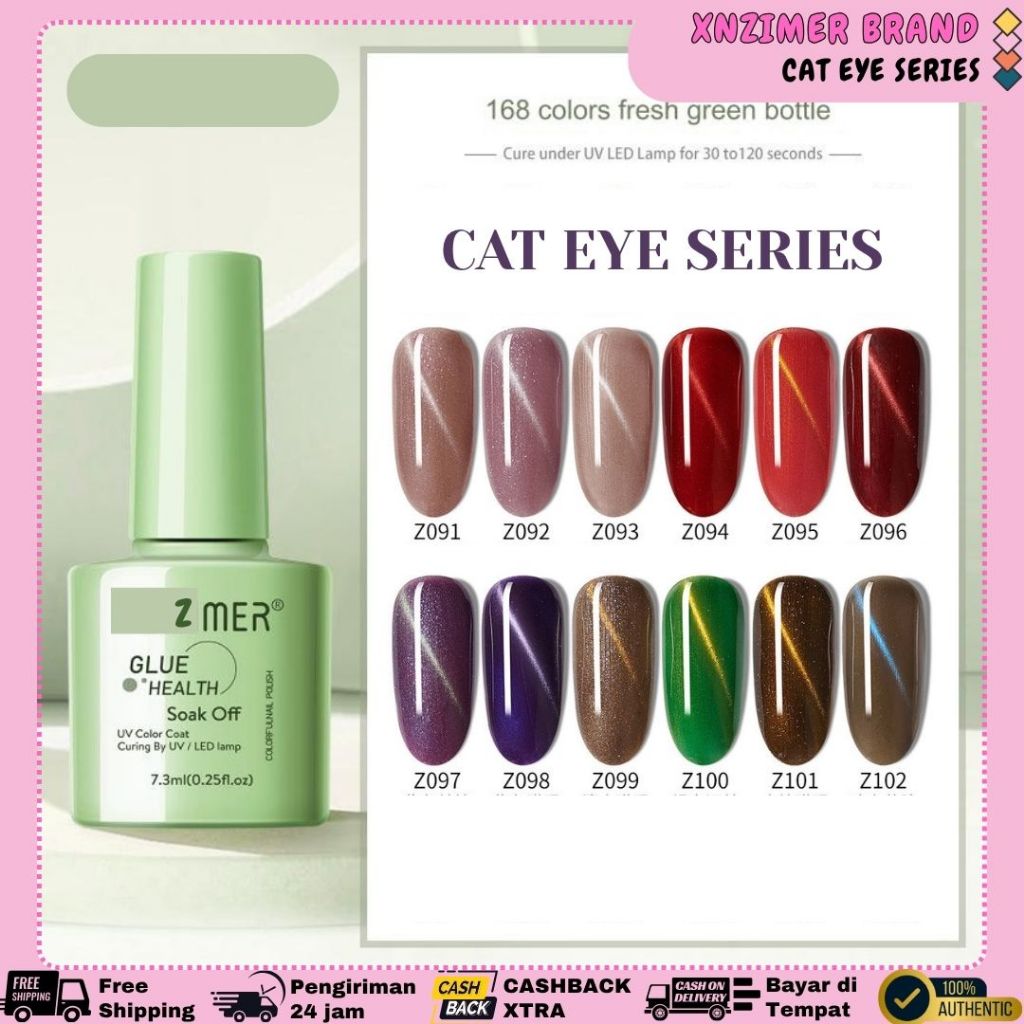 Cat Eye Series Nail Gel Polish Kutek UV Cateye Nail Art / Cat Kuku Halal Kuteks Premium ZX charzieg