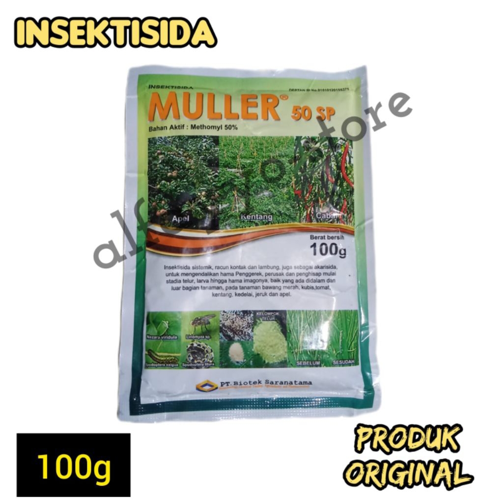 INSEKTISIDA MULLER 50 SP//100 gr//METHOMYL 50%//RACUN KONTAK,LAMBUNG,SISTEMIK//OBAT ULAT//ORIGINAL