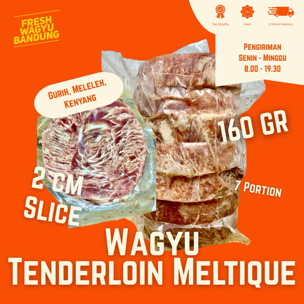 

WAGYU TENDERLOIN 160G ISI 7 STEAK DAGING SAPI PREMIUM MELTIQUE 1.12KG