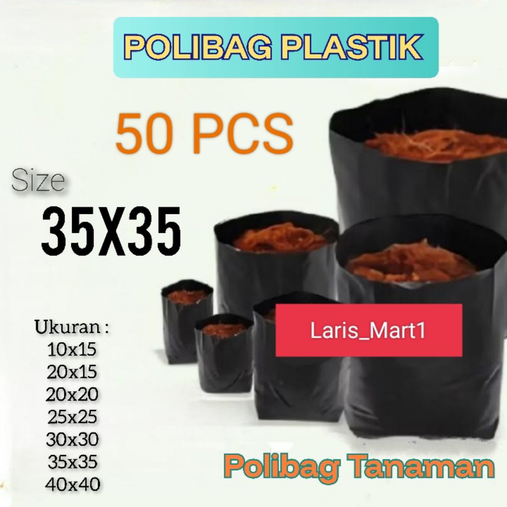 (50Pcs)Polibag Plastik Ukuran 35x35 Polibag Tanaman