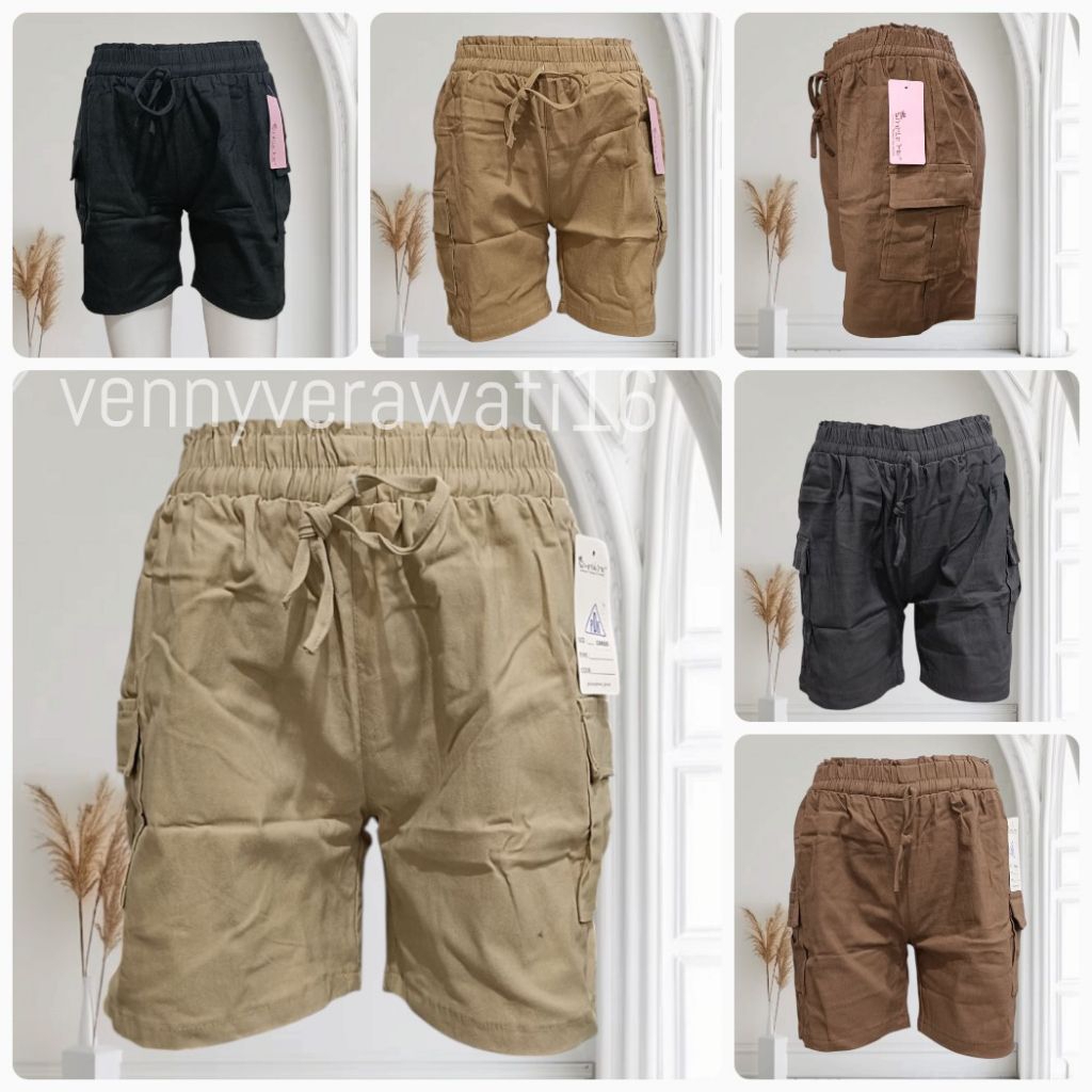 Celana Pendek Cargo Wanita Stretch Tebal Simple Me/Hot Pants Cargo Stretch Tebal Simple Me/Hot Pants