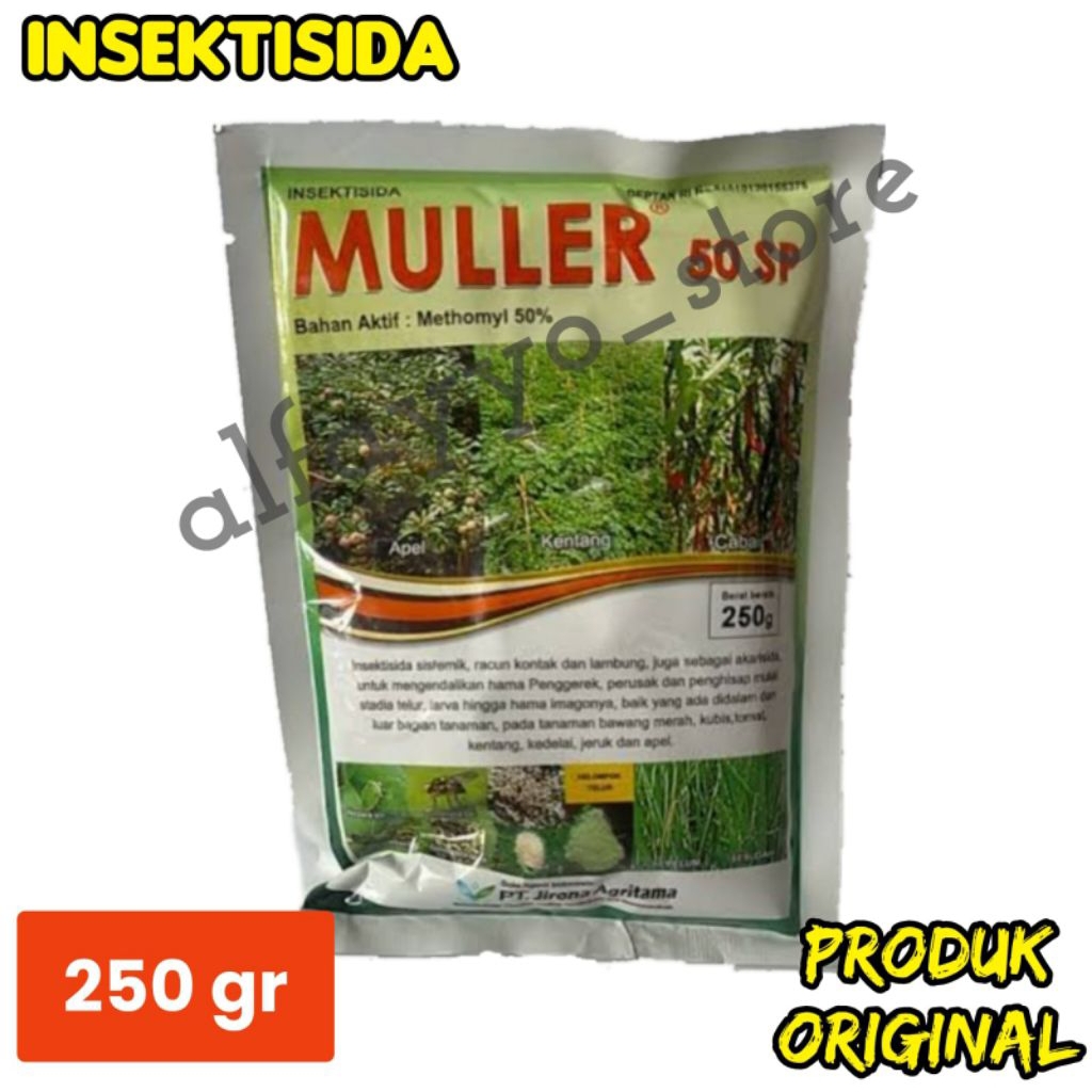 INSEKTISIDA MULLER 50 SP//250 gr//METHOMYL 50%//RACUN KONTAK,LAMBUNG,SISTEMIK//OBAT ULAT//ORIGINAL