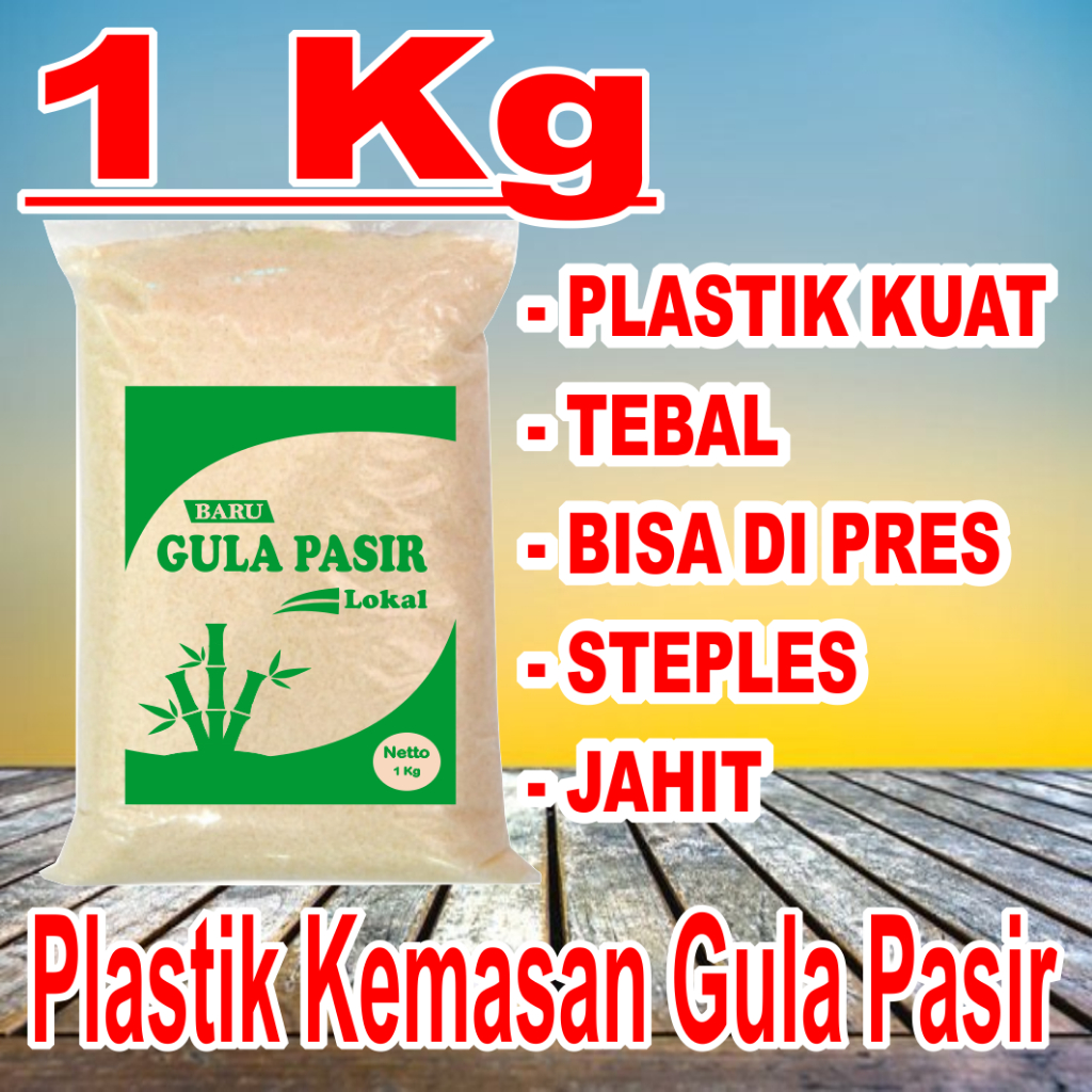 50 Pcs Plastik Kemasan Gula Pasir 1Kg Sablon