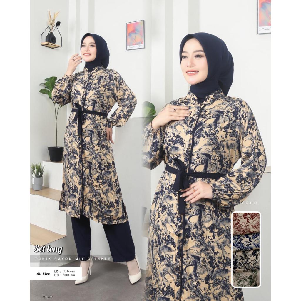 Oneset Long Tunik Rayon Mix Crinkle