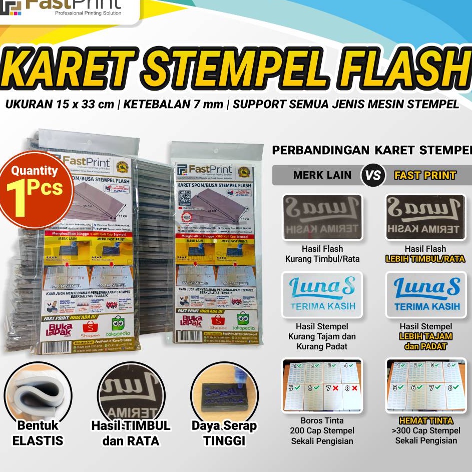

Bisa Cod Karet SponBusa Stempel Flash Warna 15 x 33 CM