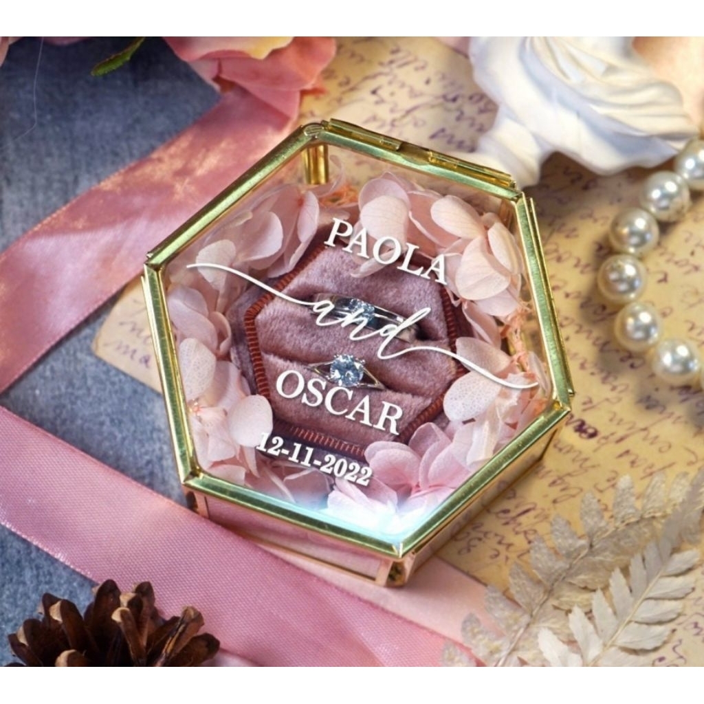 Ring Box | Engagement Ring Box | Wedding Ring Box | Velvet Ring Box | Proposal | Double Slot | Glass