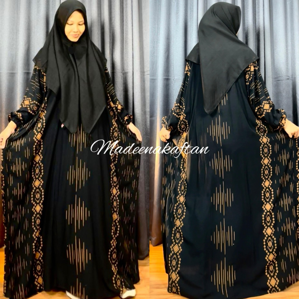 Kaftan Motif Etnik Ld 180 cm jumbo Mewah Gamis Wanita Bahan Rayon Adem Busui Long Dress Panjang Cant