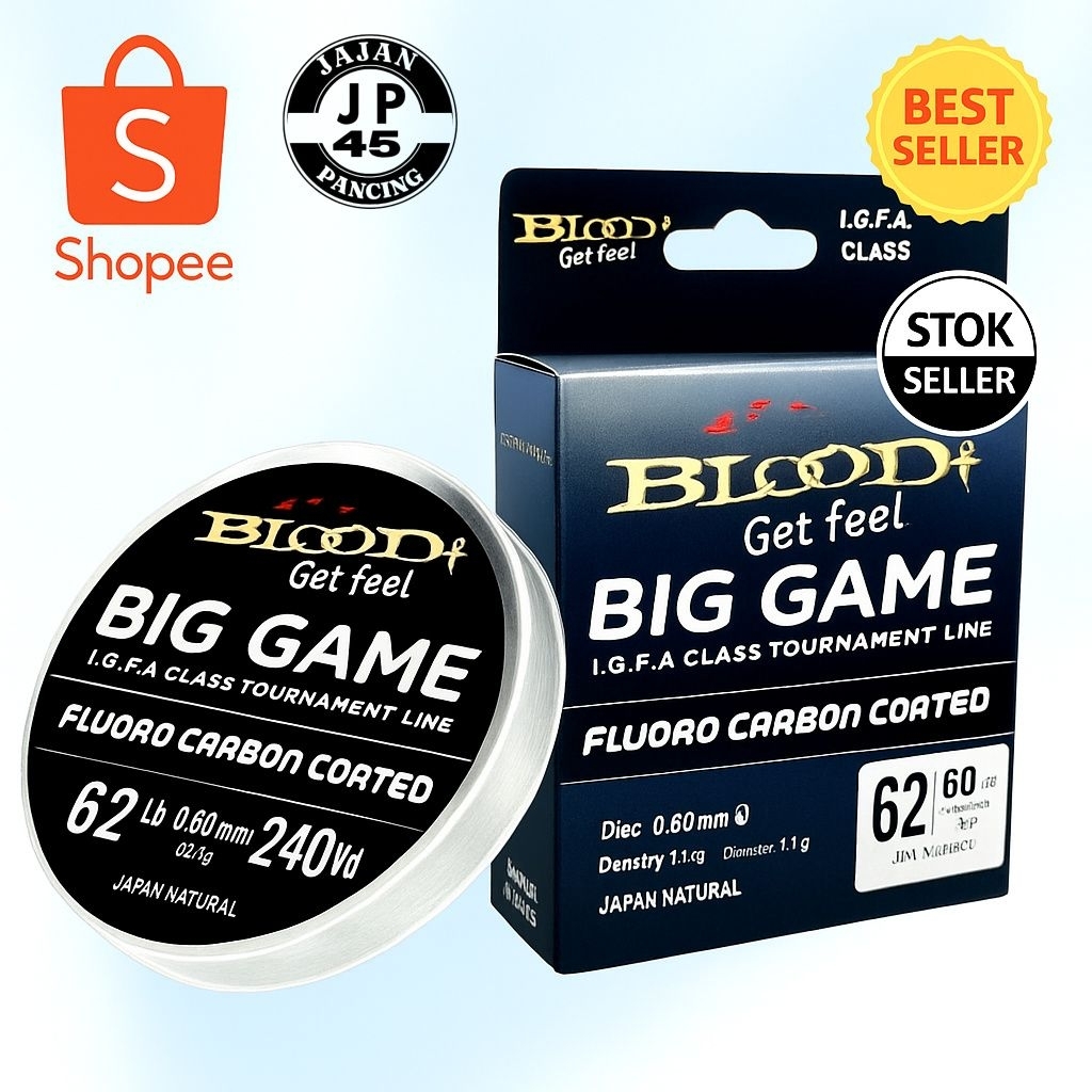 Senar Pancing BLOOD BIG GAME Fluorocarbon Coated – Kuat, Tahan Gesek, Premium Jepang