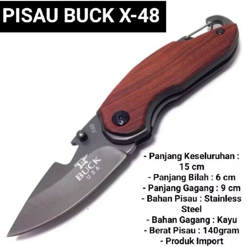 Pisau Lipat Keren Buck Multifungsi X48