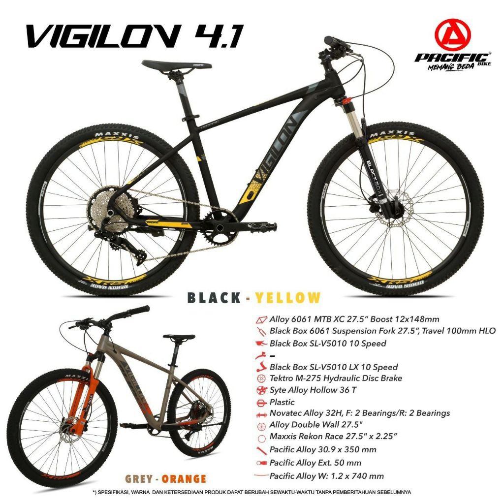 sepeda gunung 27,5" PACIFIC VIGILON 4.1 FRAME ALLOY 10 SPEED HYDROLIC