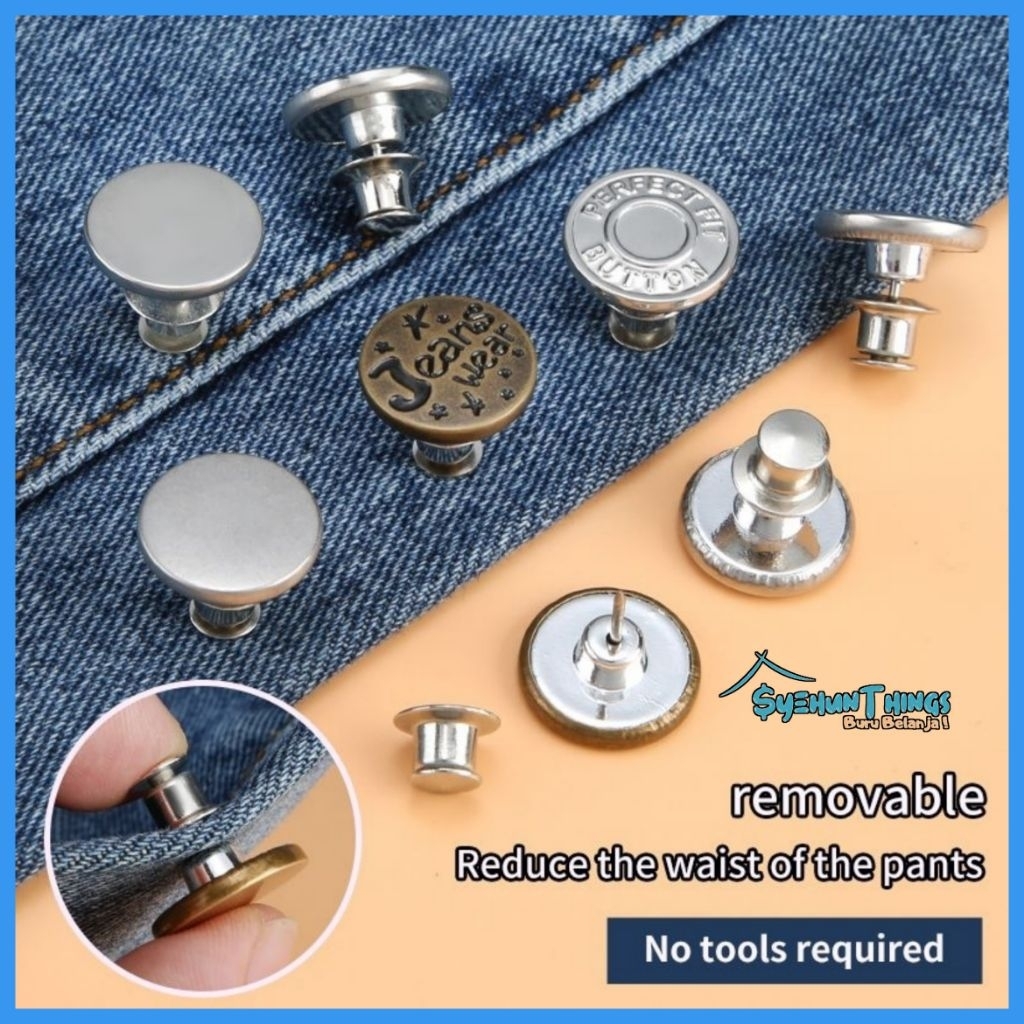 Kancing Jeans Lepas Pasang/ Pengecil Pinggang Celana Tusuk