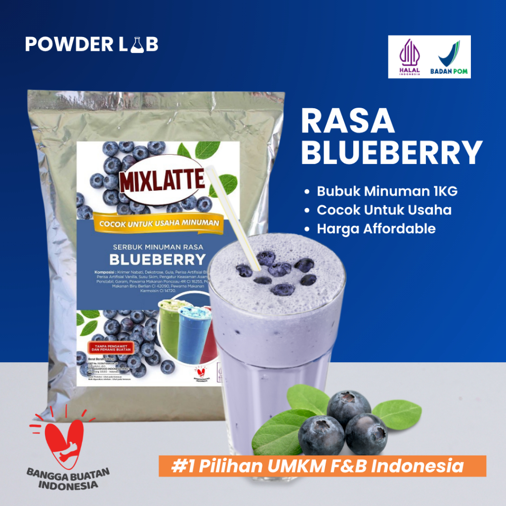 

Bubuk Minuman Mixlatte Rasa Blueberry 1 KG | Powder Drink Premium