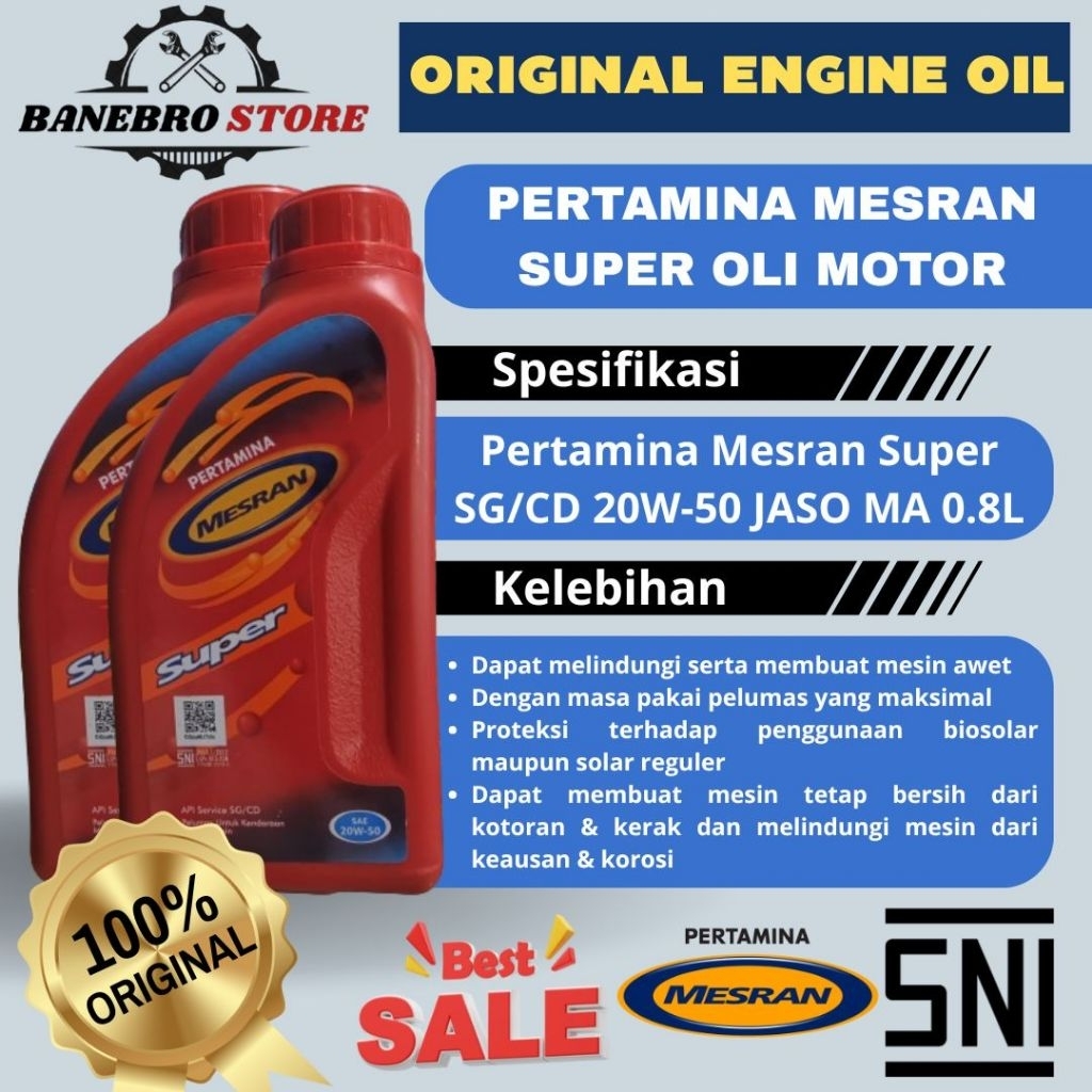 OLI MOTOR PERTAMINA MESRAN SUPER 0.8L ORIGINAL 100%