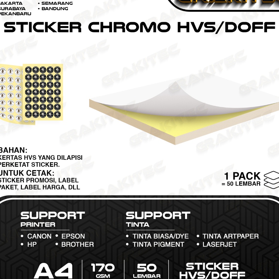 

Baru Sticker Chromo A4 Glossy Doff HVS 5 1 Lembar Stiker Kromo bontak CTS Castcoated Cromo Inkjet Laserjet