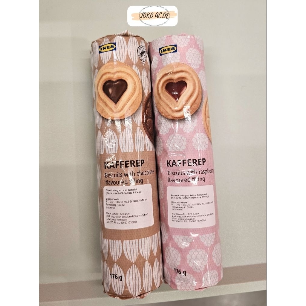 

Kafferep biskuit dengan selai, biscuits with flavoured fillings, biskuit coklat, biskuit rapsberry