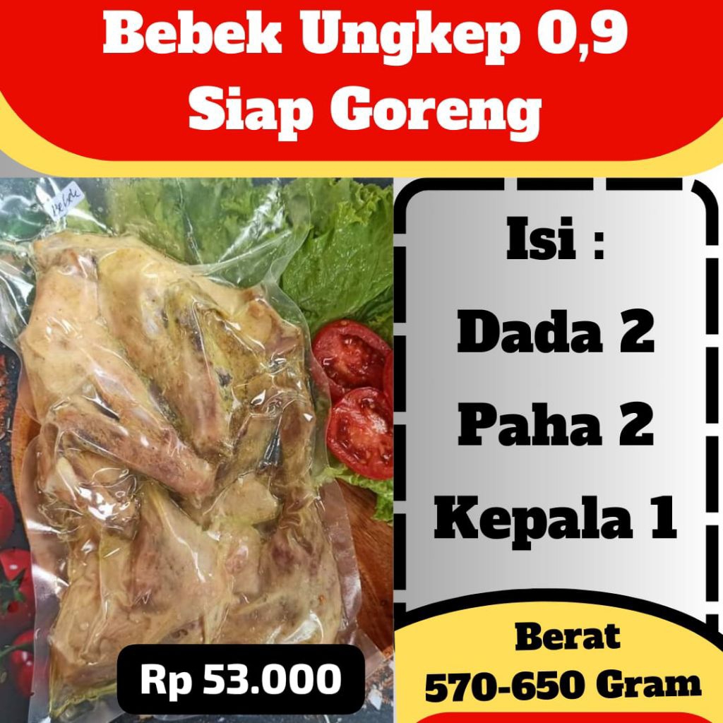 

Bebek Ungkep 0,9 / Siap Goreng / Bebek Sinjay / Bebek Madura / Bebek Surabaya /Bonus Sambel