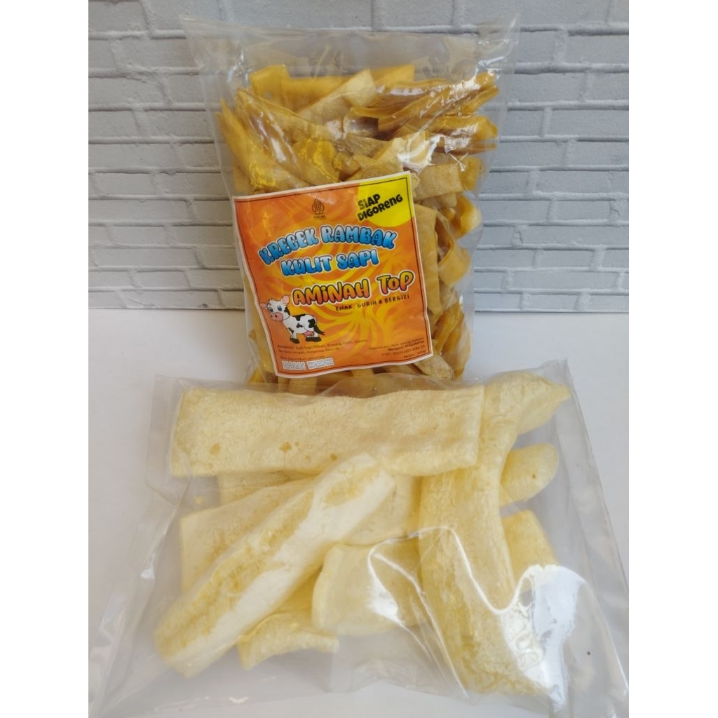 

Krecek rambak kulit sapi/krupuk kulit mentah/krupuk kulit sapi varian stik lebar mekar sempurna 500gram