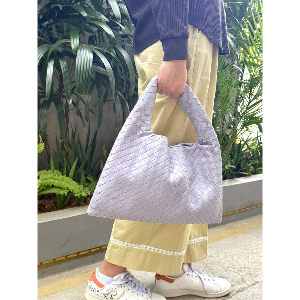 Tas Anyam Wanita Lillac Hand Bag PU LEATHER