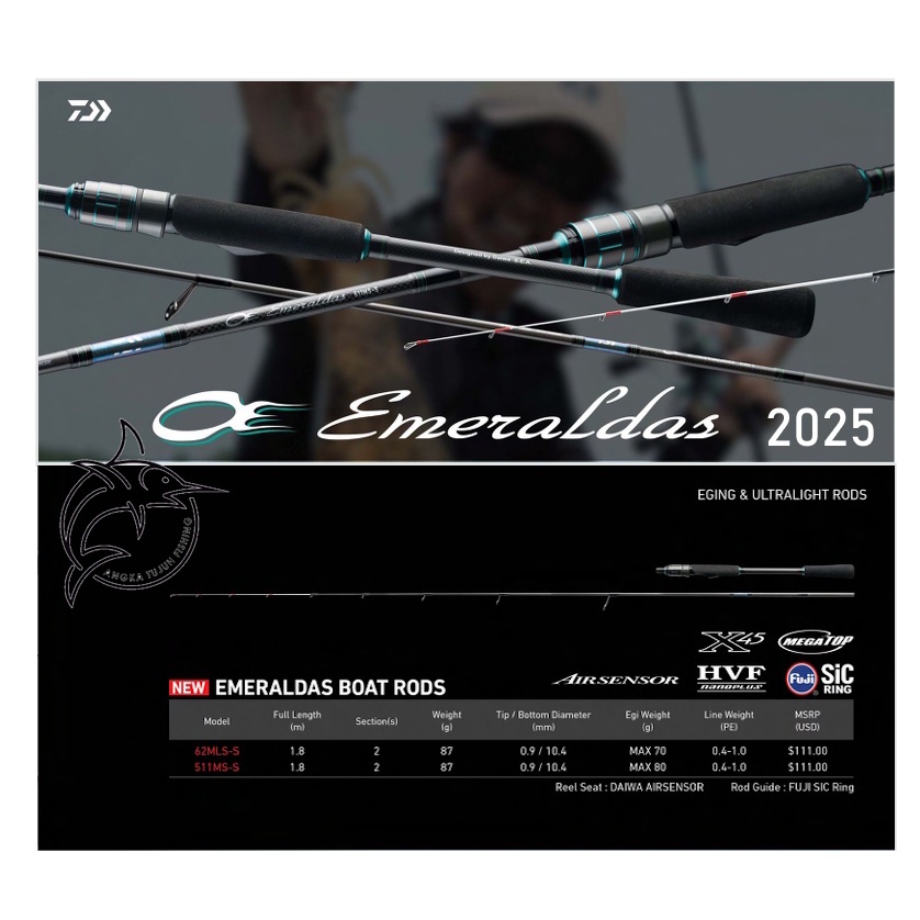Joran Pancing Daiwa Emeraldas Boat Model 2025 Eging Egi Rod Cumi Sotong