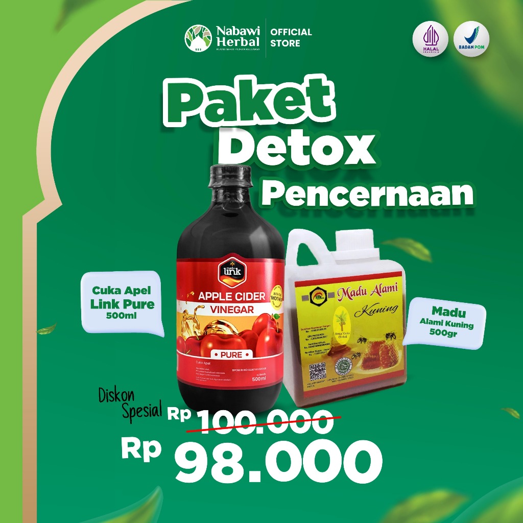 

PAKET DETOX PENCERNAAN - Cuka Apel Pure With Mother Dan Madu Kuning Alami Madu Murni Isi 500 gr