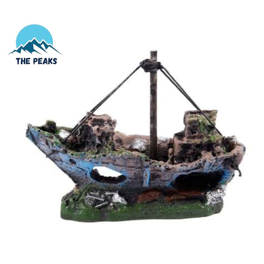 (The Peaks) Hiasan Aquarium Fish kapal karam Tank Decoration Dekorasi Akuarium Ornamen Kapal Shipwre