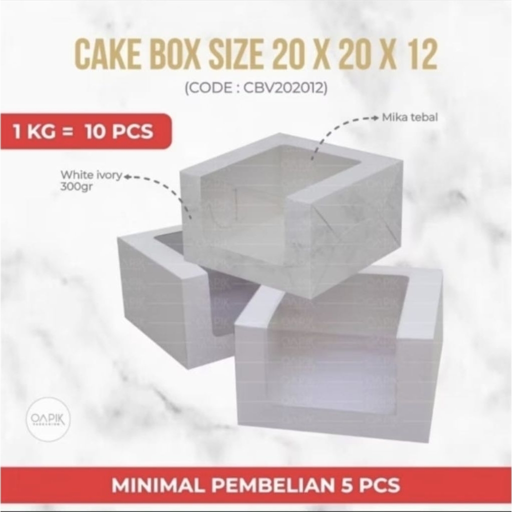 

Cake Box 20x20x12, Dus Kue Besar, Box Kue Tebal, Dus Kue 20x20