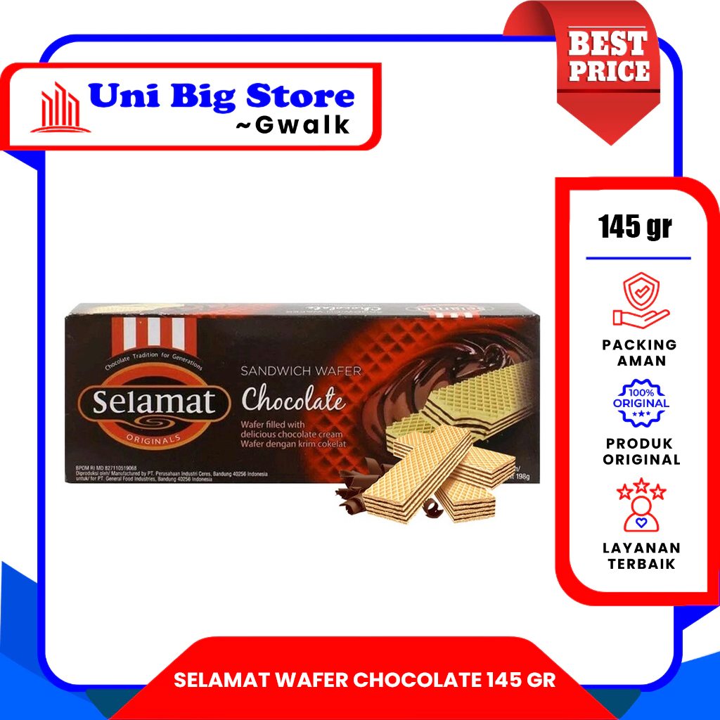 

SELAMAT WAFER SANDWICH CHOCOLATE COKLAT COKELAT - 145 gr