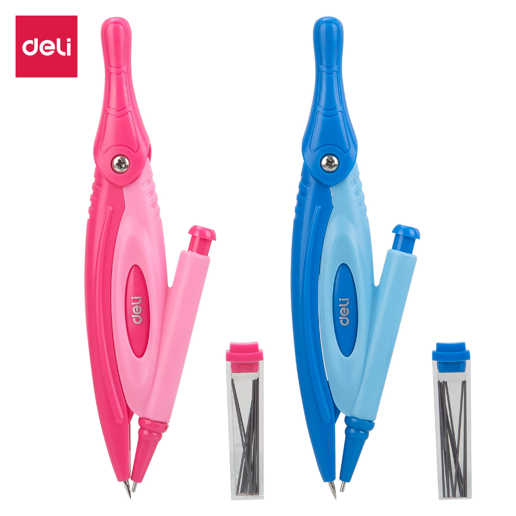 

Deli Jangka&Pensil Plastic Compass With Mechanical Pencil Pink / Blue G20002