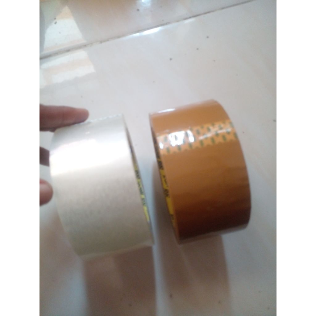 

lakban/isolasi coklat bening 90 yard 48 mm asli