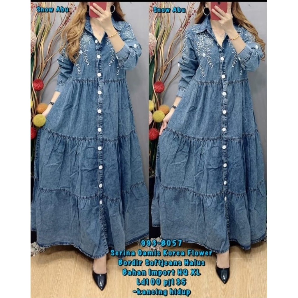 Gamis jeans Zara terbaru gamis bordir/Gamis Wanita Terbaru