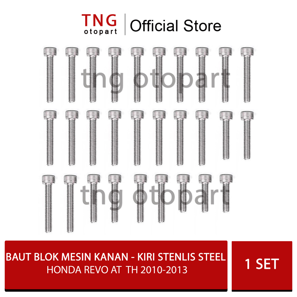 Baut Blok Mesin Honda Revo AT tahun 2010 – 2013 Stenlis Steel / Baut Blok Mesin Kanan Kiri Honda Rev