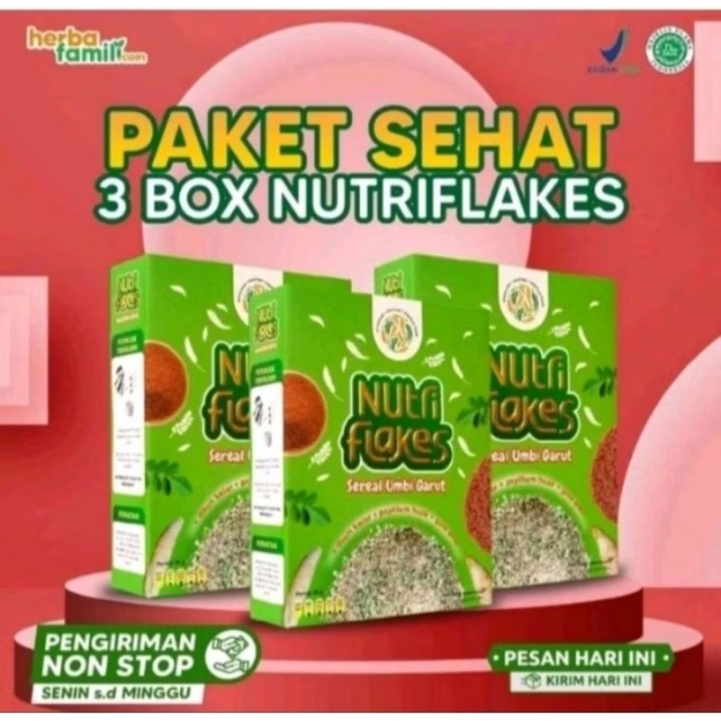 

PAKET 3 BOX NUTRIFLAKES SEREAL UMBI GARUT SOLUSI AMPUH ATASI ASAM LAMBUNG KRONIS