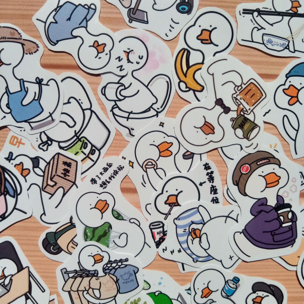

30 pcs Sticker Duck White glossy waterproof | sticker pack