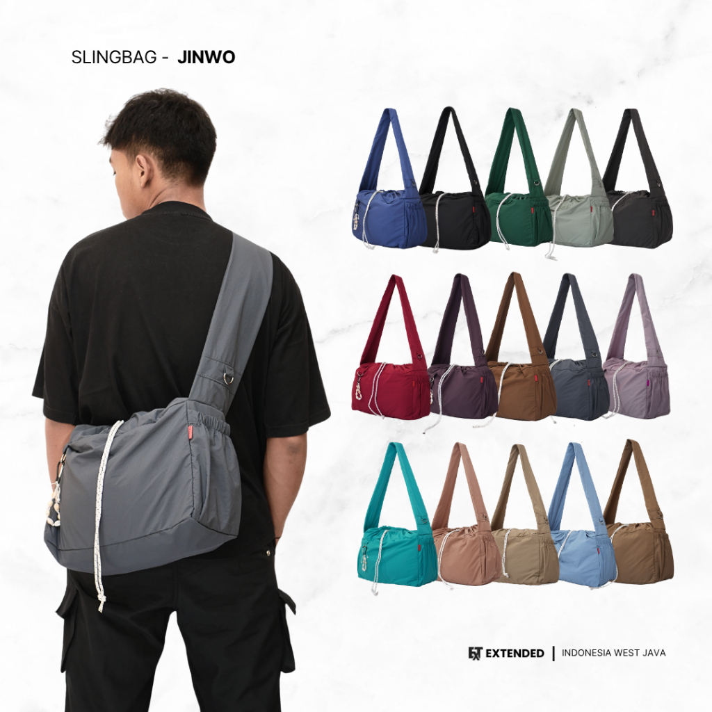 Extended JinwoBag - Tas Selempang Pria Wanita Tas Nylon Crinkle Slingbag Pria Wanita Premium