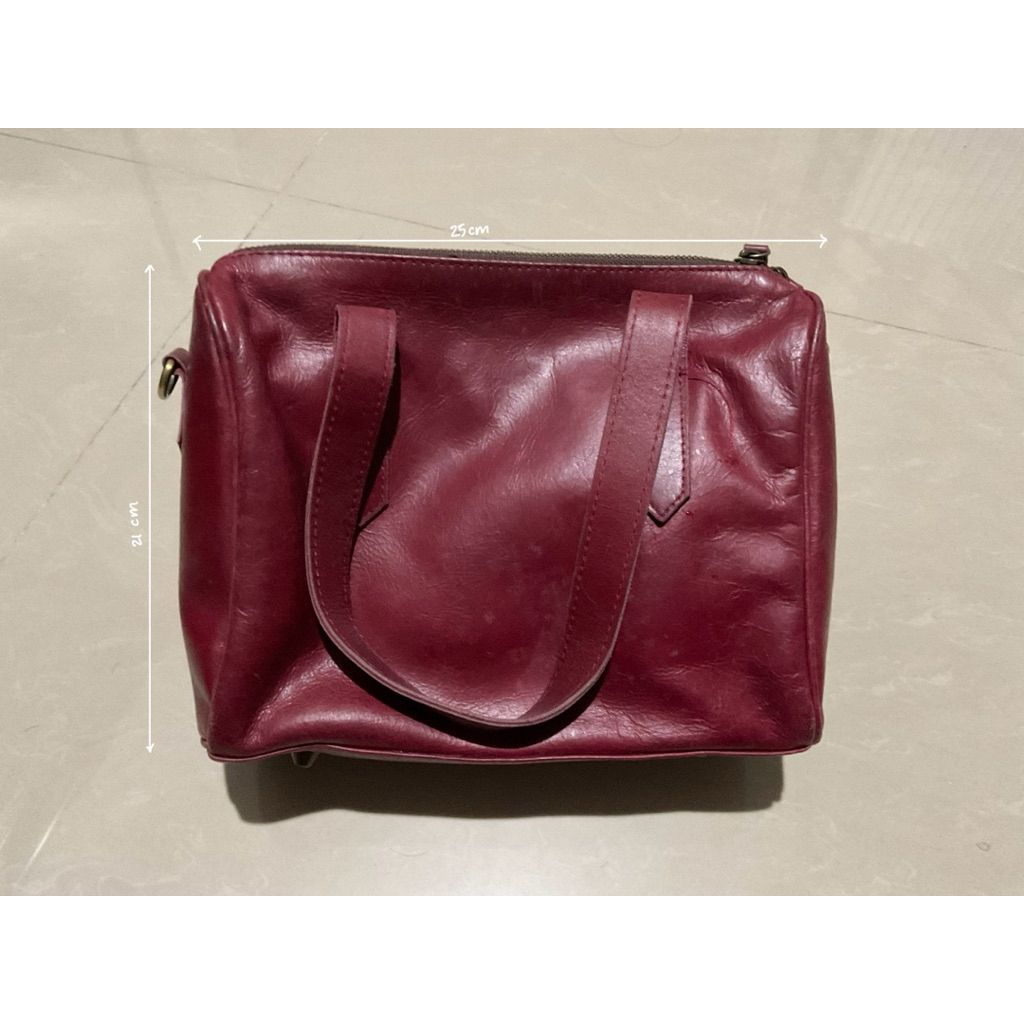 Tas Kulit Merah Maroon Second Hand