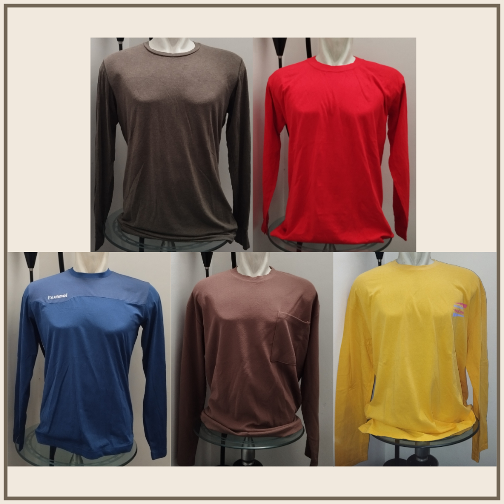 Kaos pria lengan panjang | Army Hijau, Merah, Biru, Coklat, Kuning