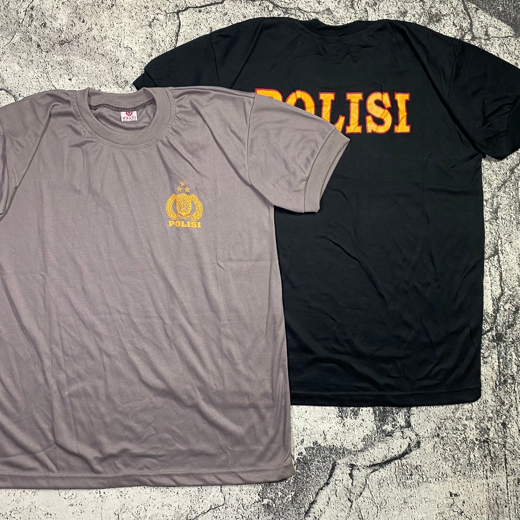 Kaos POLRI Coklat Hitam Kaos Dalaman Dinas Polisi Lengan Pendek