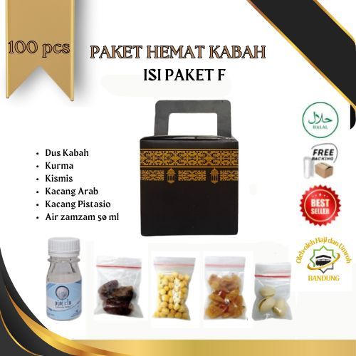 

Oleh Oleh Haji/Umroh Isi 100 Paket F Dus kabah, Botol+Air zam2, Kurma, Kacang, Kismis, Pistasio
